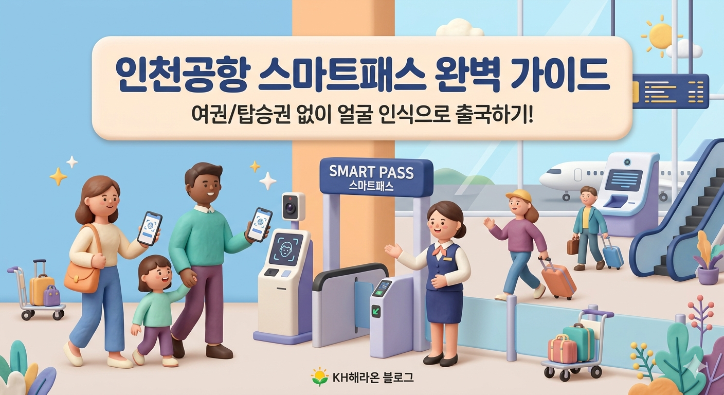 인천공항 스마트패스 얼굴 안면인식 출국장 등록 방법 및 가이드 일러스트