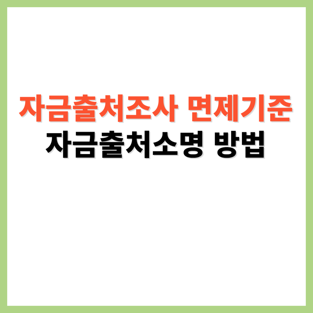 자금출처조사 면제기준 자금출처소명 방법