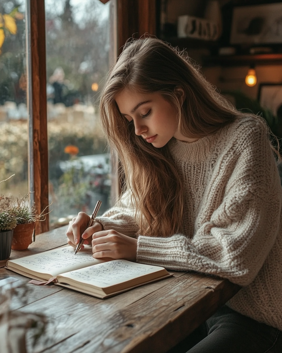 일기를-쓰고-있는-여성