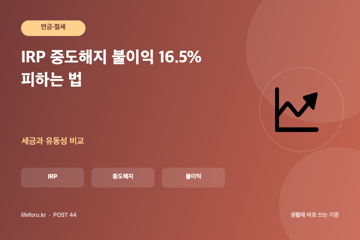IRP 중도해지 불이익 16.5% 피하는 법 핵심 조건과 판단 기준을 정리한 라이프포유 이미지