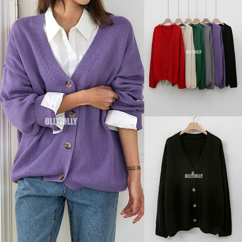 루즈핏가디건 초록색 가디건 올리졸리 81Q34