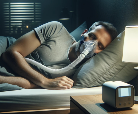 산소 호흡기를 하고 잠에 든 남자