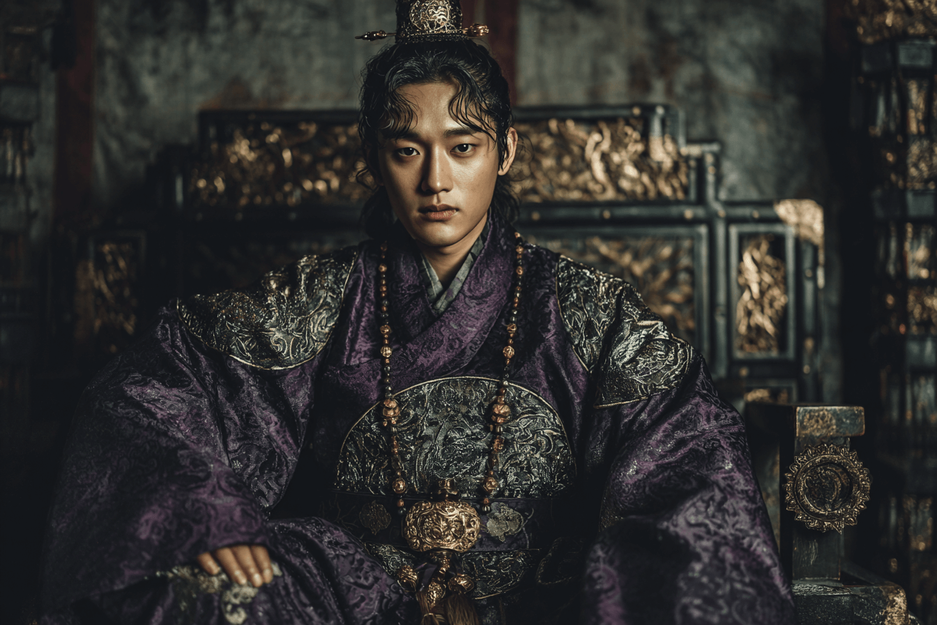 왕좌에-앉아-있는-심각한-표정의-왕