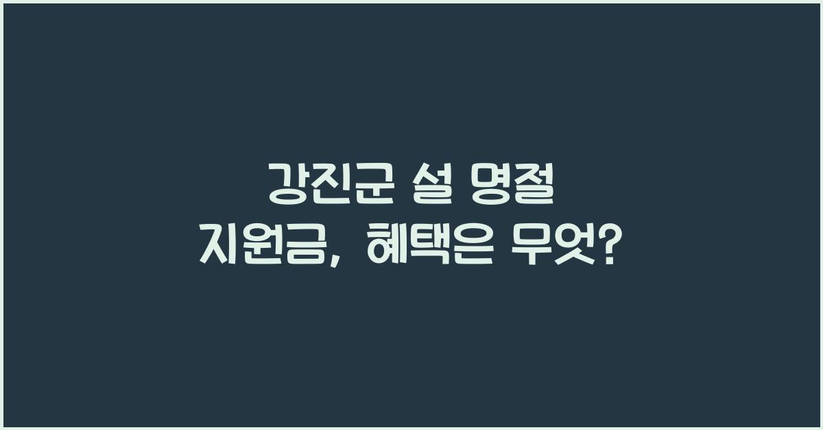 강진군 설 명절 지원금