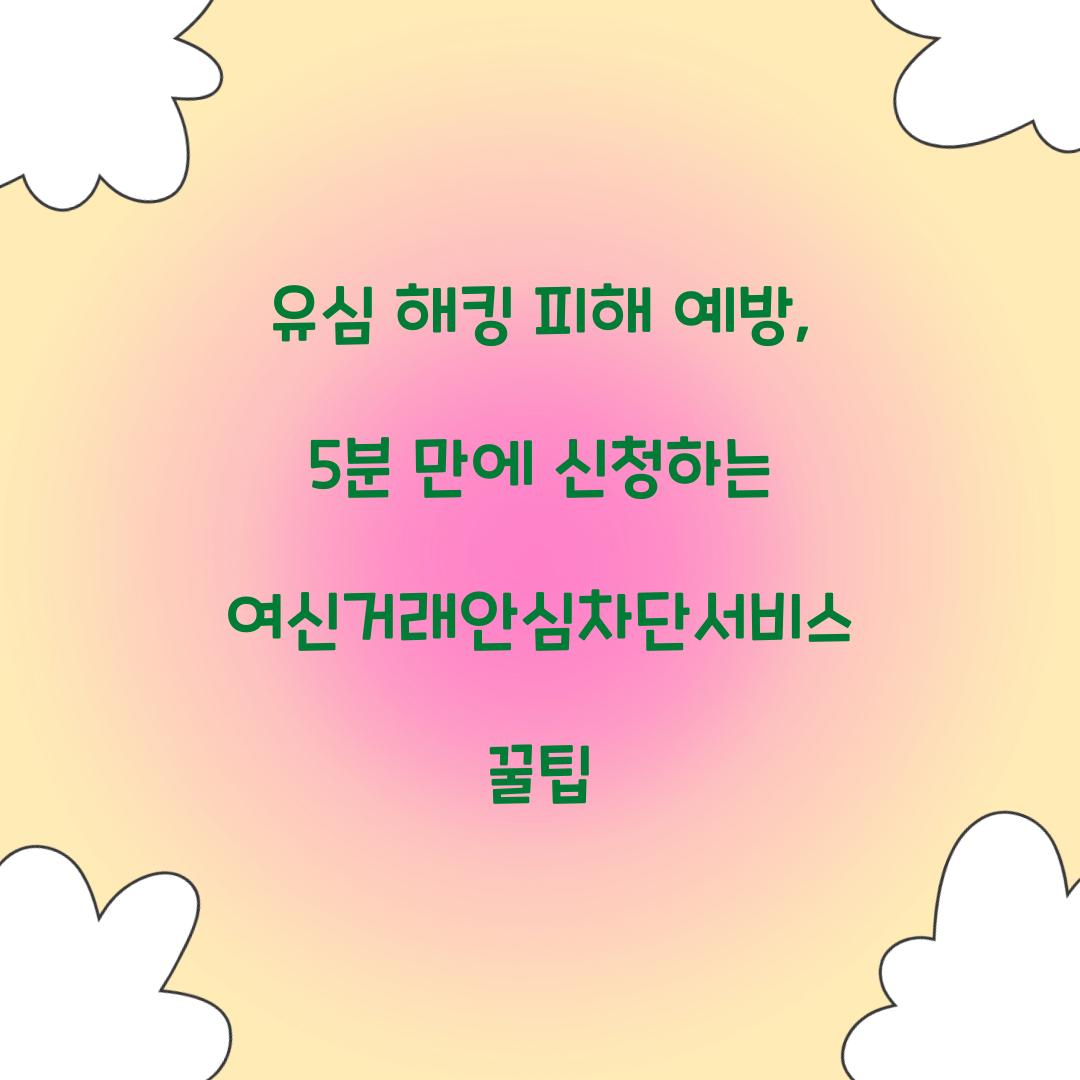 유심 해킹 피해 예방: 5분 만에 신청하는 여신거래안심차단서비스