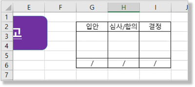 그림으로 붙여넣어진 "결재표"