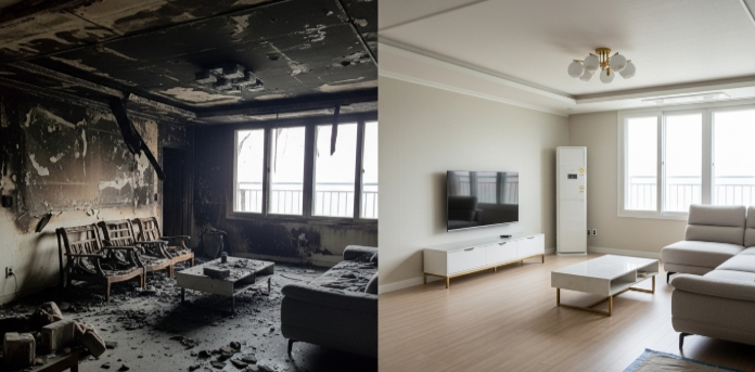 화재 청소 후 인테리어 전후