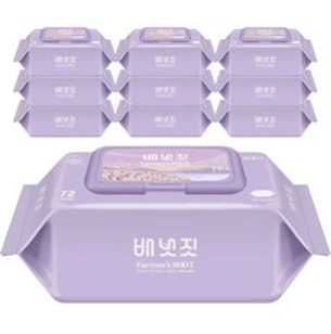 배냇짓 파머스루트 바이올렛70 아기 물티슈 캡형&#44; 72매&#44; 10팩