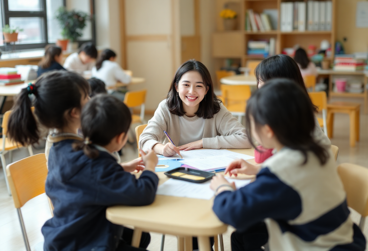 수업중인 학생들 사진