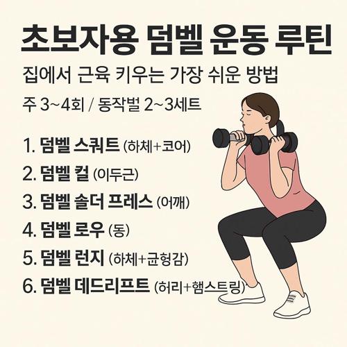 초보자용 덤벨 운동 루틴｜집에서 근육 키우는 가장 쉬운 방법
