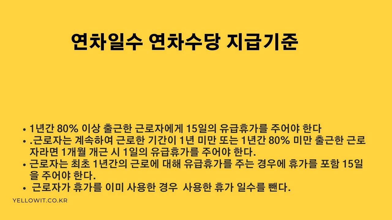 미사용 연차수당과 연차휴가 차이
