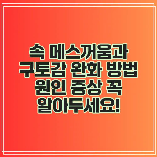속 메스꺼움과 구토감 완화 방법 원인 증상 꼭 알아두세요!