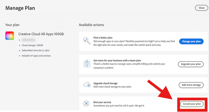 어도비 구독취소