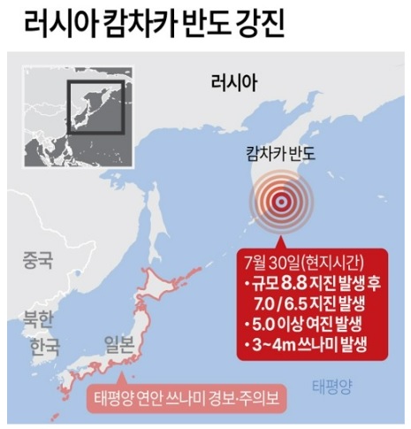 러시아 강진 쓰나미 경보