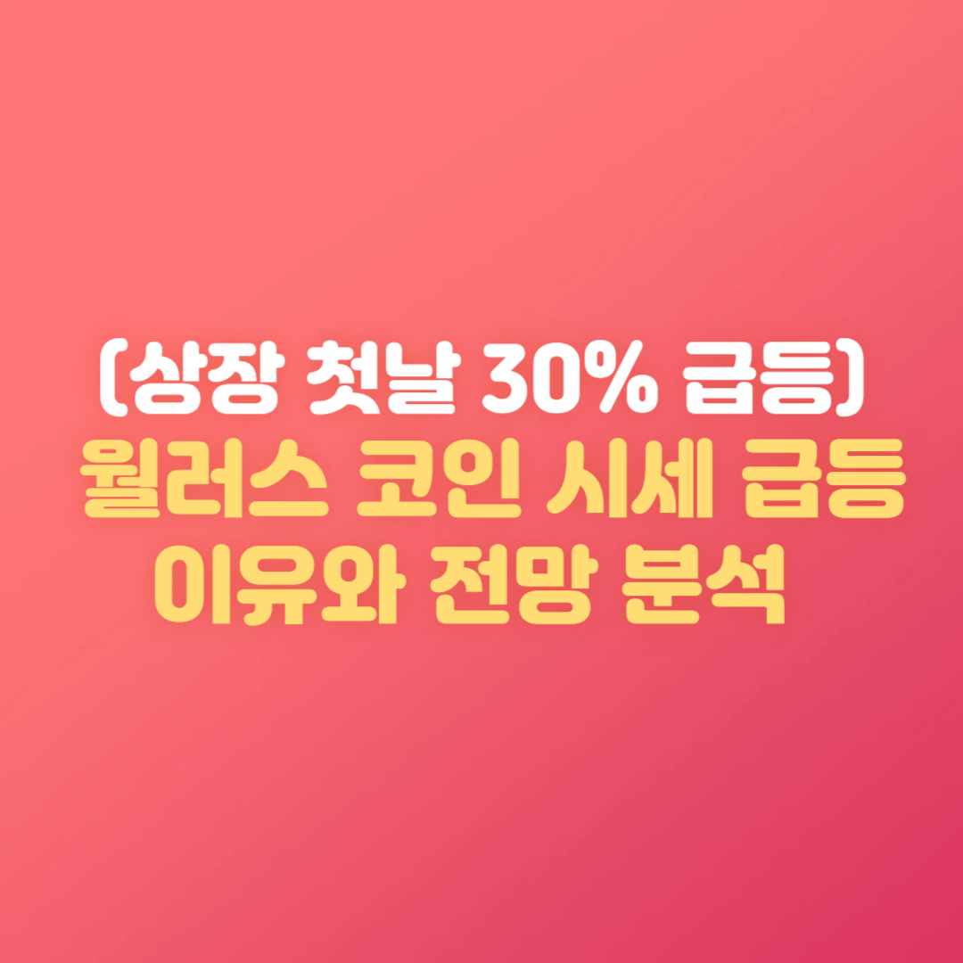 월러스 코인 시세 급등 이유와 전망 분석 (상장 첫날 30% 급등)
