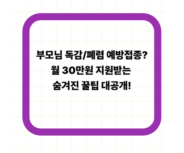 부모님 독감/폐렴 예방접종? 월 30만원 지원받는 숨겨진 꿀팁 대공개!