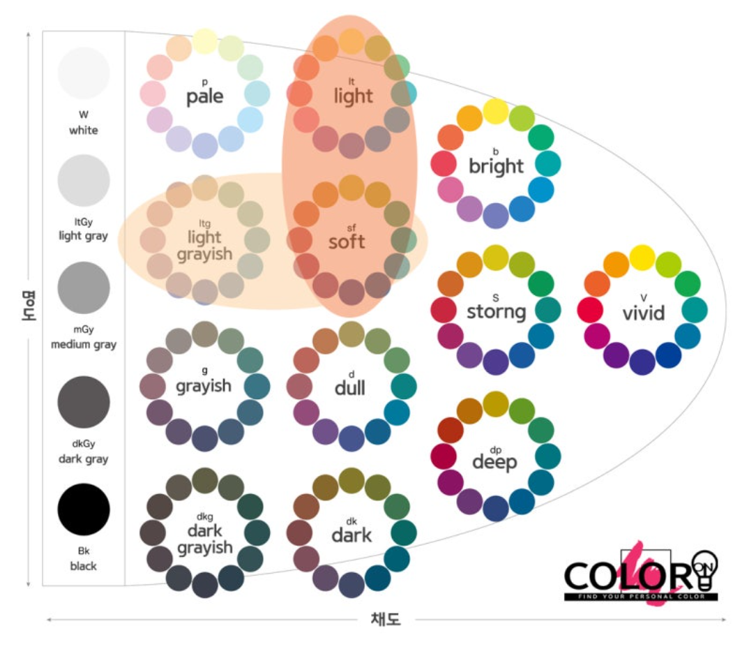 퍼스널 컬러 색상표 - 톤 테이블