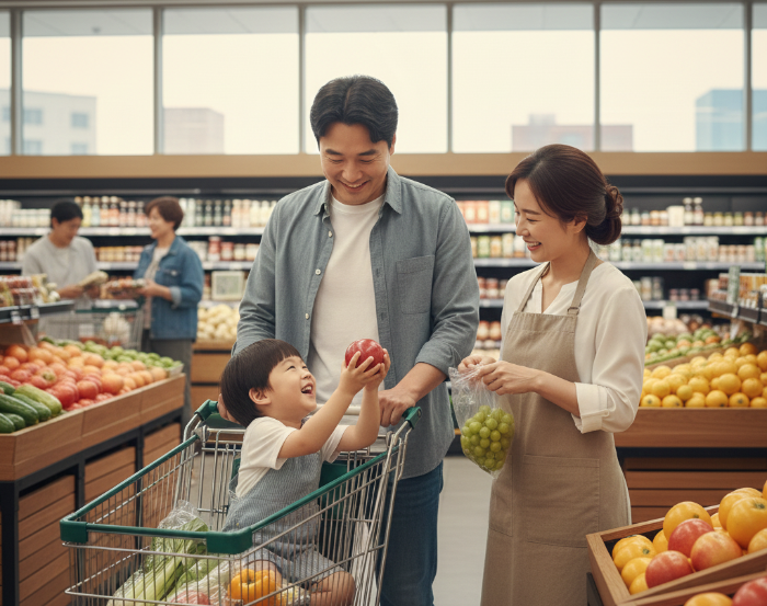 민생지원금 으로 장보고 있는 이미지