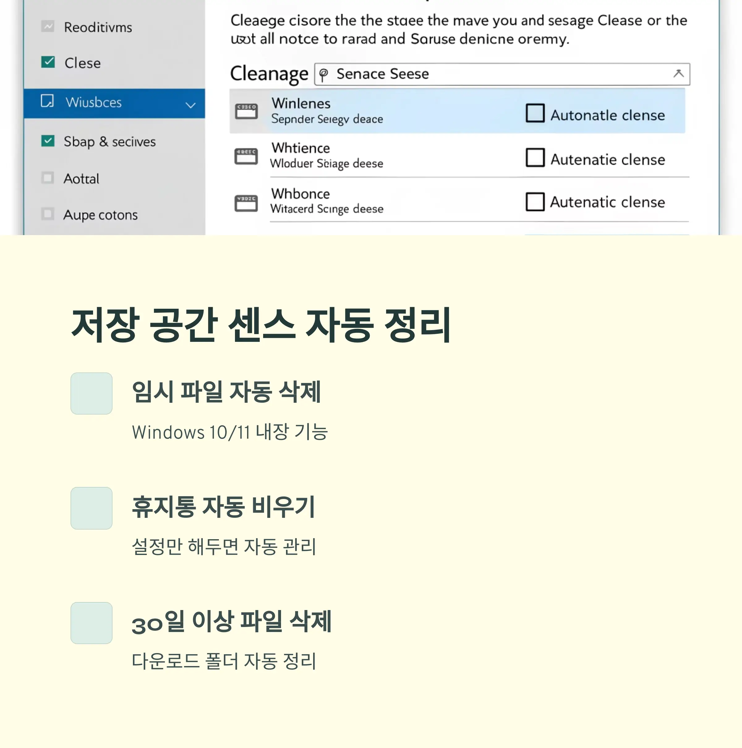 저장 공간 센스, 자동 정리로 편하게 유지