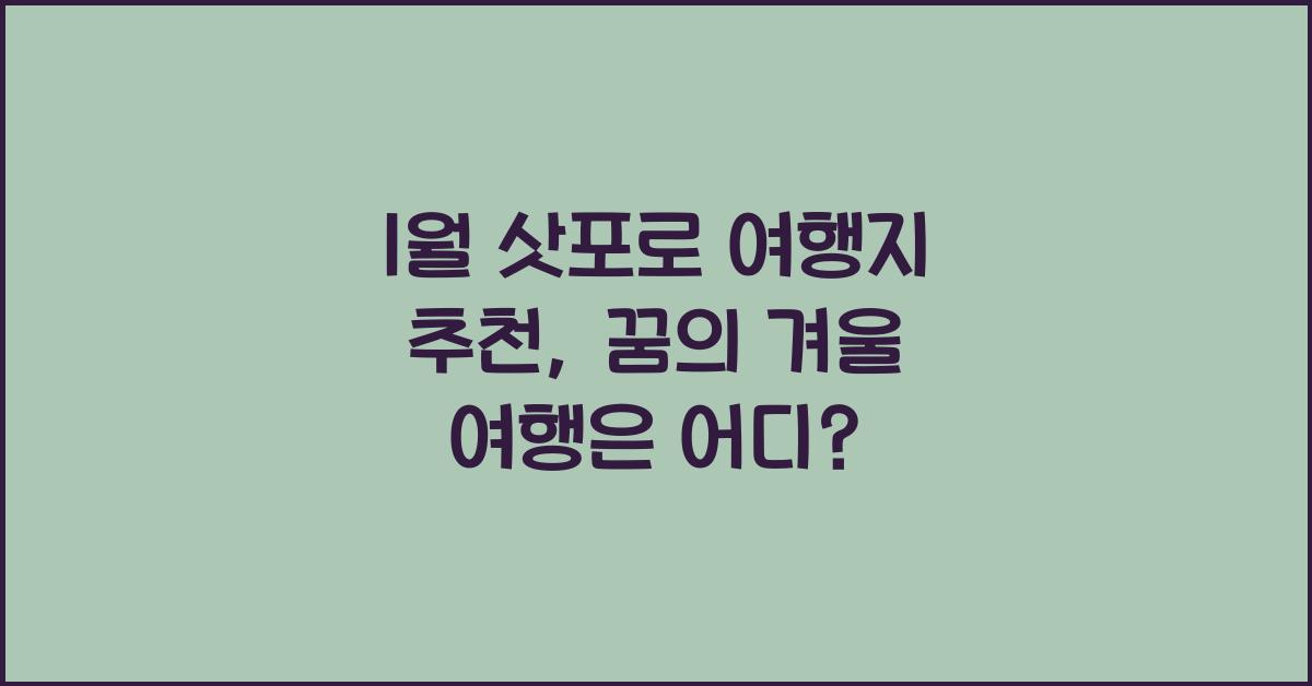 1월 삿포로 여행지 추천