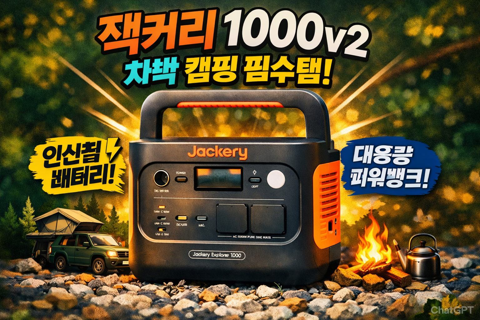 잭커리 1000v2 인산철 파워뱅크 + 차박 캠핑 필수템 추천