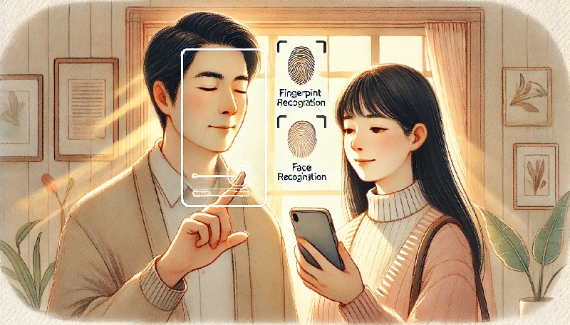스마트폰 지문,얼굴 인식에 대한 이미지