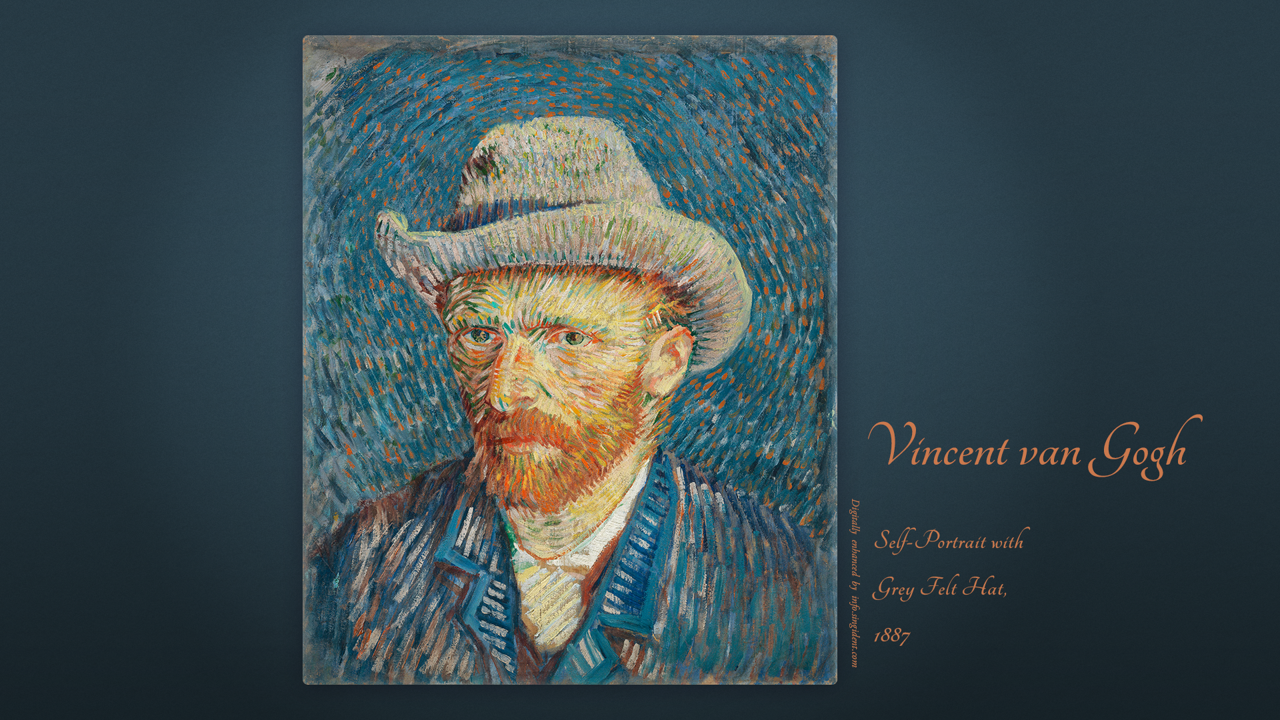02 회색 펠트 모자를 쓴 자화상, F344 C - Vincent van Gogh 반고흐 자화상