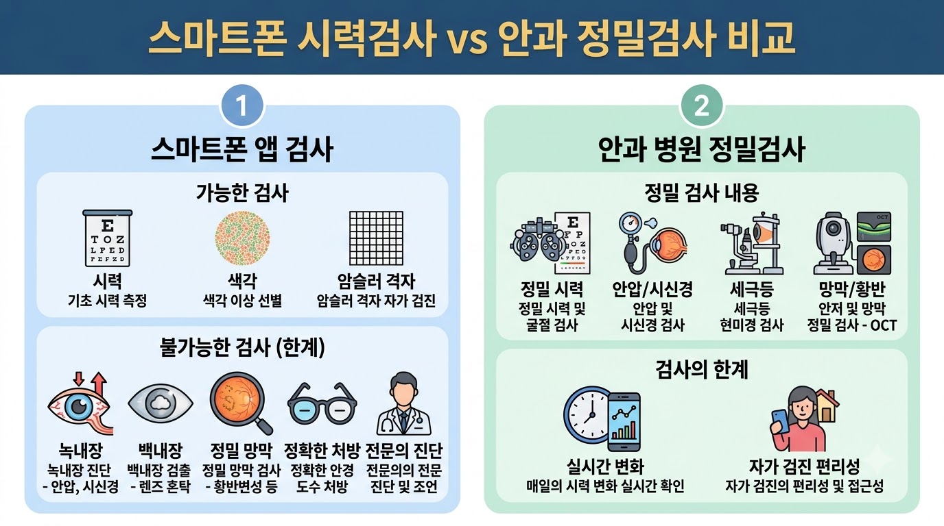 스마트폰 시력검사 한계 비교