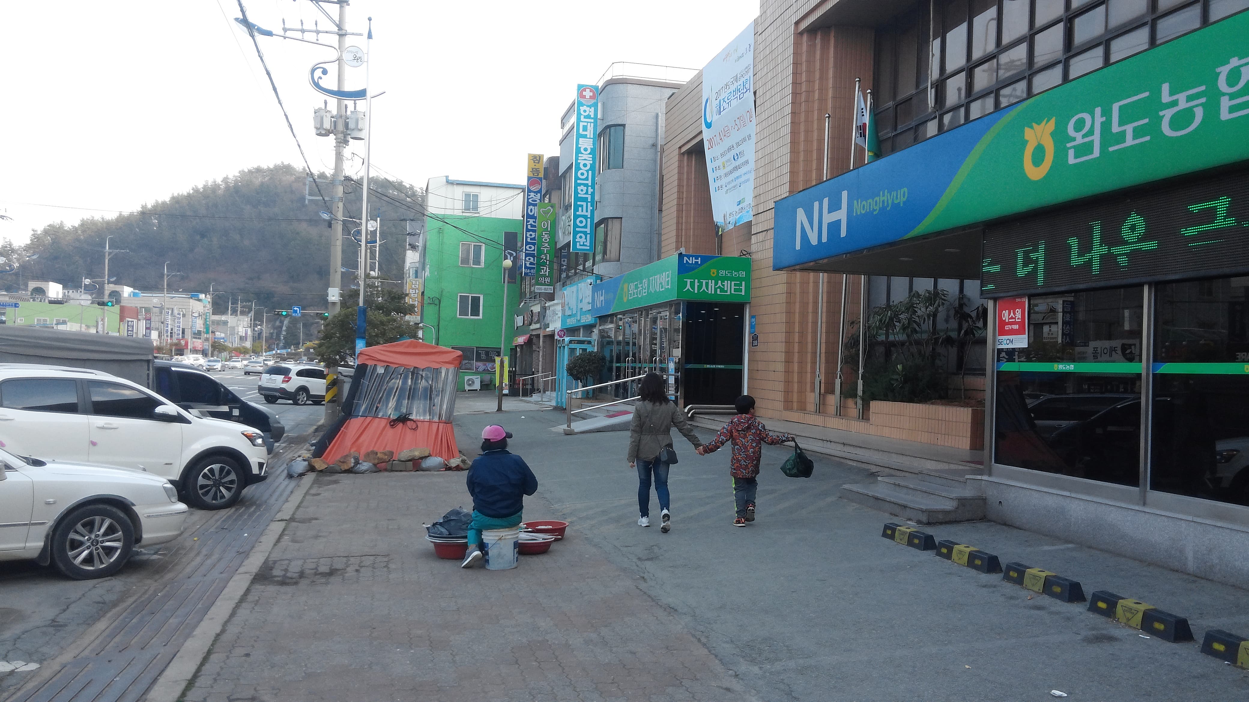 완도 농협 앞 거리 풍경