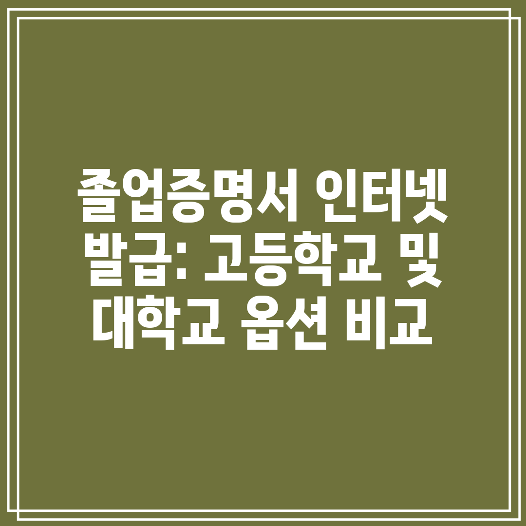 졸업증명서 인터넷 발급 고등학교 및 대학교 옵션 비교
