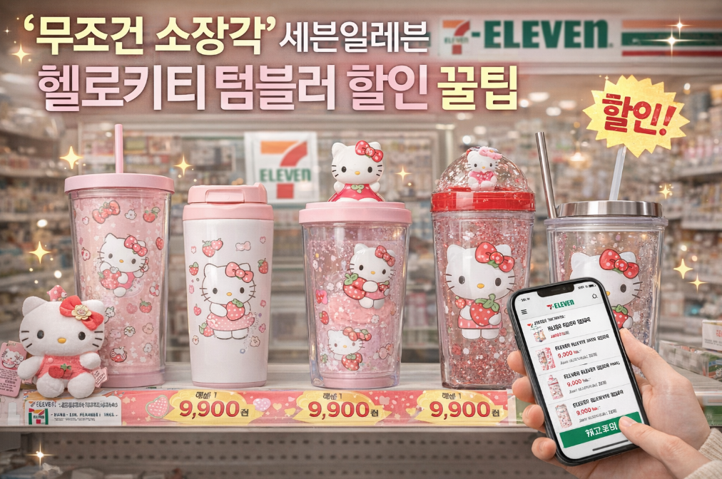 세븐일레븐 헬로키티 텀블러 할인가에 득템하는 법