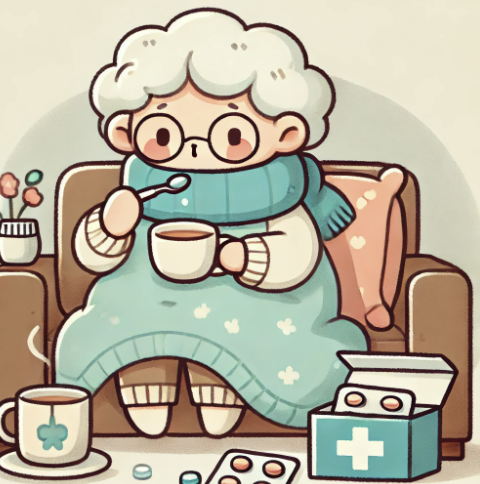 감기약을 복용하는 모습