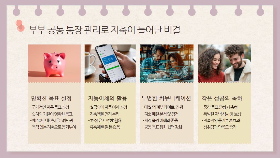 부부 공동 통장 관리로 저축이 늘어난 비결