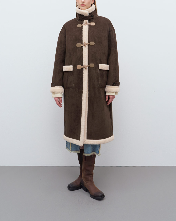 화려한 날들 49회 신수현 이수빈 레이브 브라운 더플 떡볶이 무스탕 코트 착용