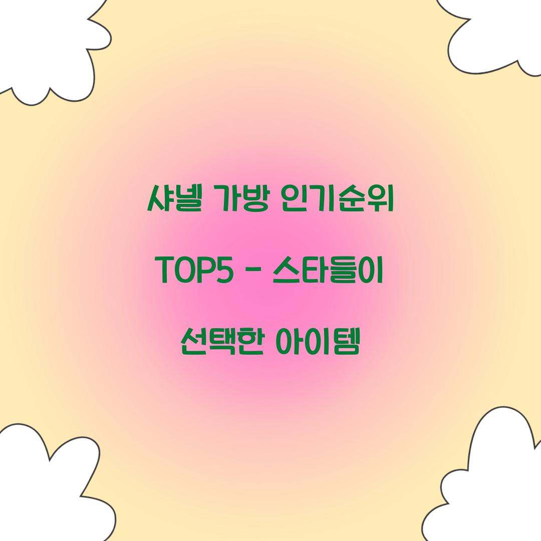 샤넬 가방 인기순위