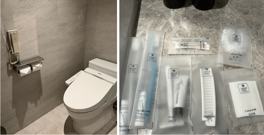 변기-및-칫솔-세면-도구-구비