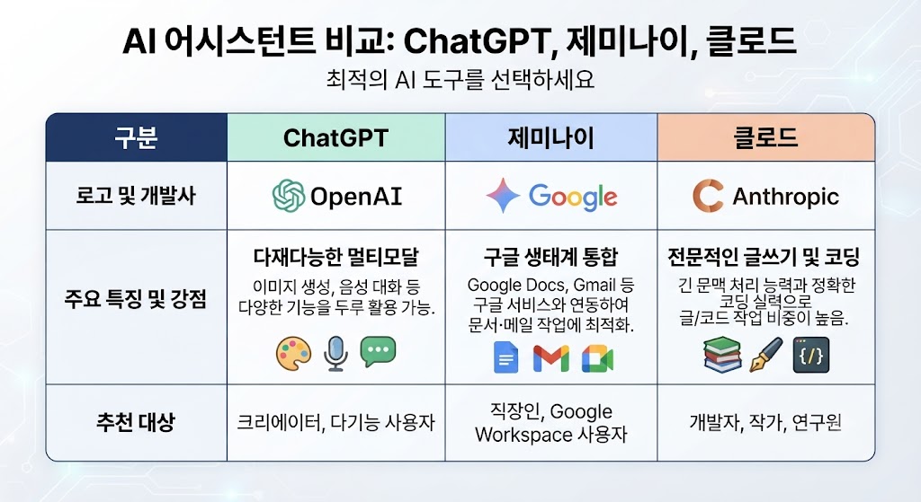 ChatGPT 제미나이 클로드 비교