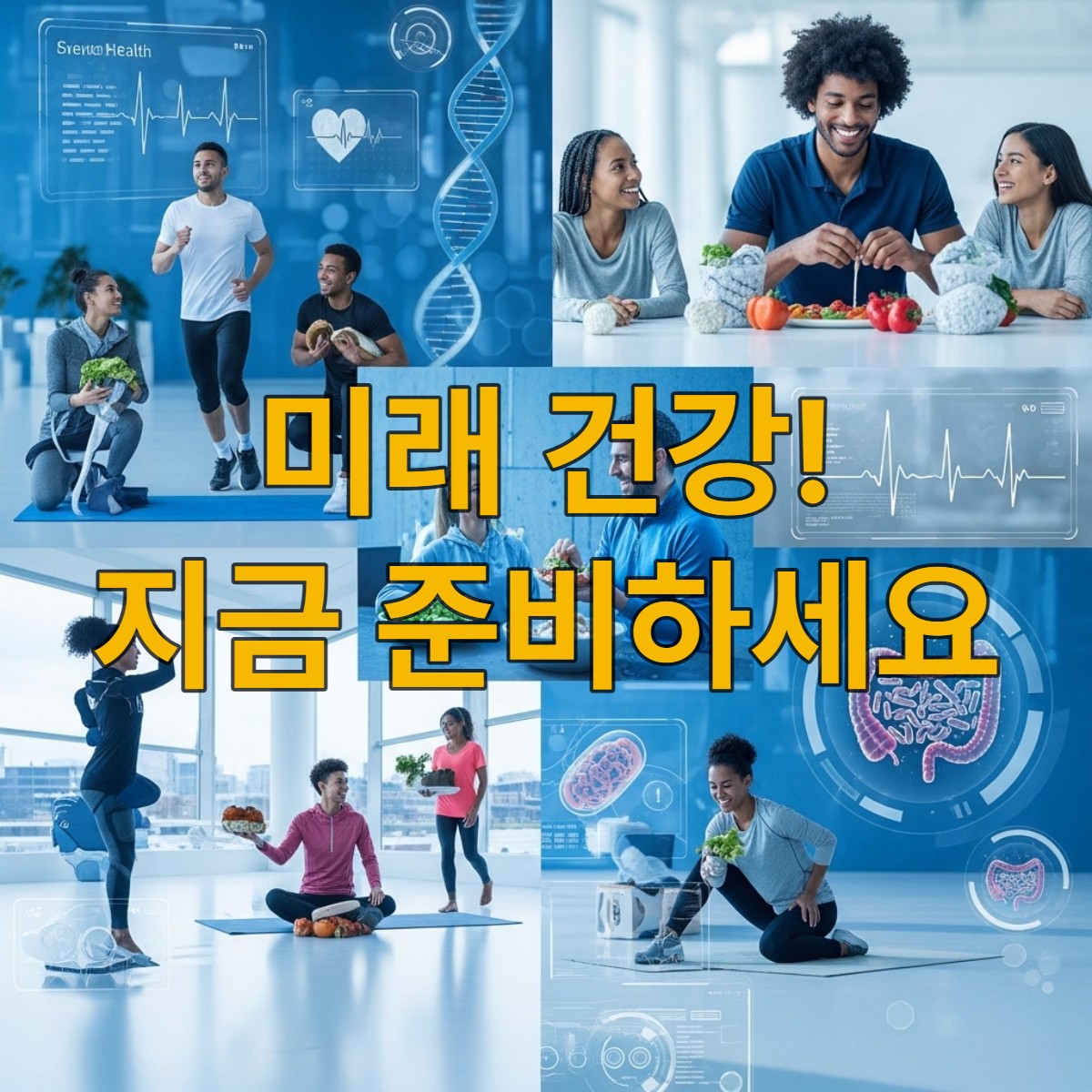 정밀 유전자 검사를 통해 개인 맞춤형 건강 정보를 분석하는 미래 지향적인 연구실 모습.