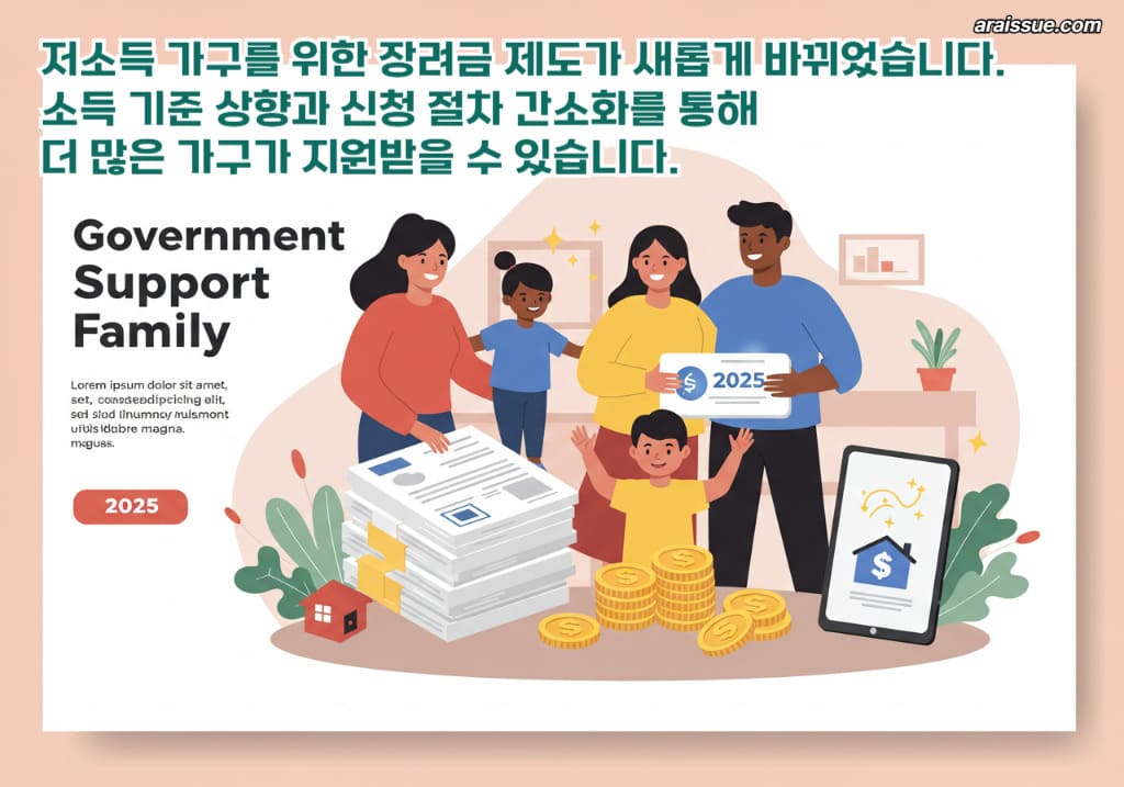 저소득 가구를 위한 장려금 제도가 새롭게 바뀌었습니다. 소득 기준 상향과 신청 절차 간소화를 통해 더 많은 가구가 지원받을 수 있습니다.