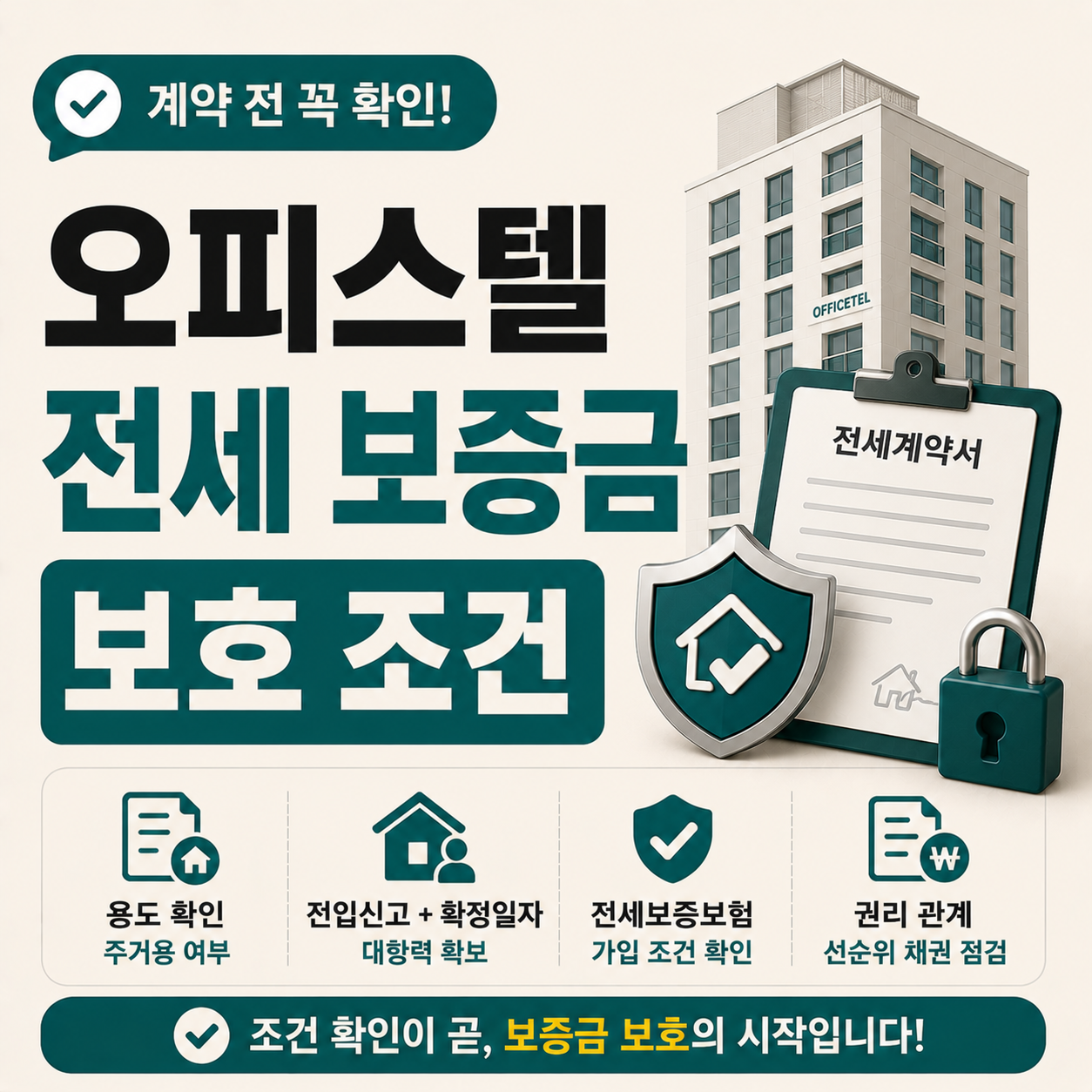 오피스텔 전세 계약 전 확인해야 할 조건과 보증금 보호 기준