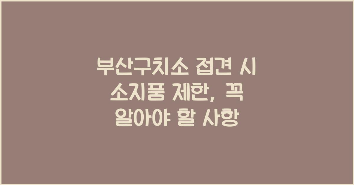 부산구치소 접견 시 소지품 제한