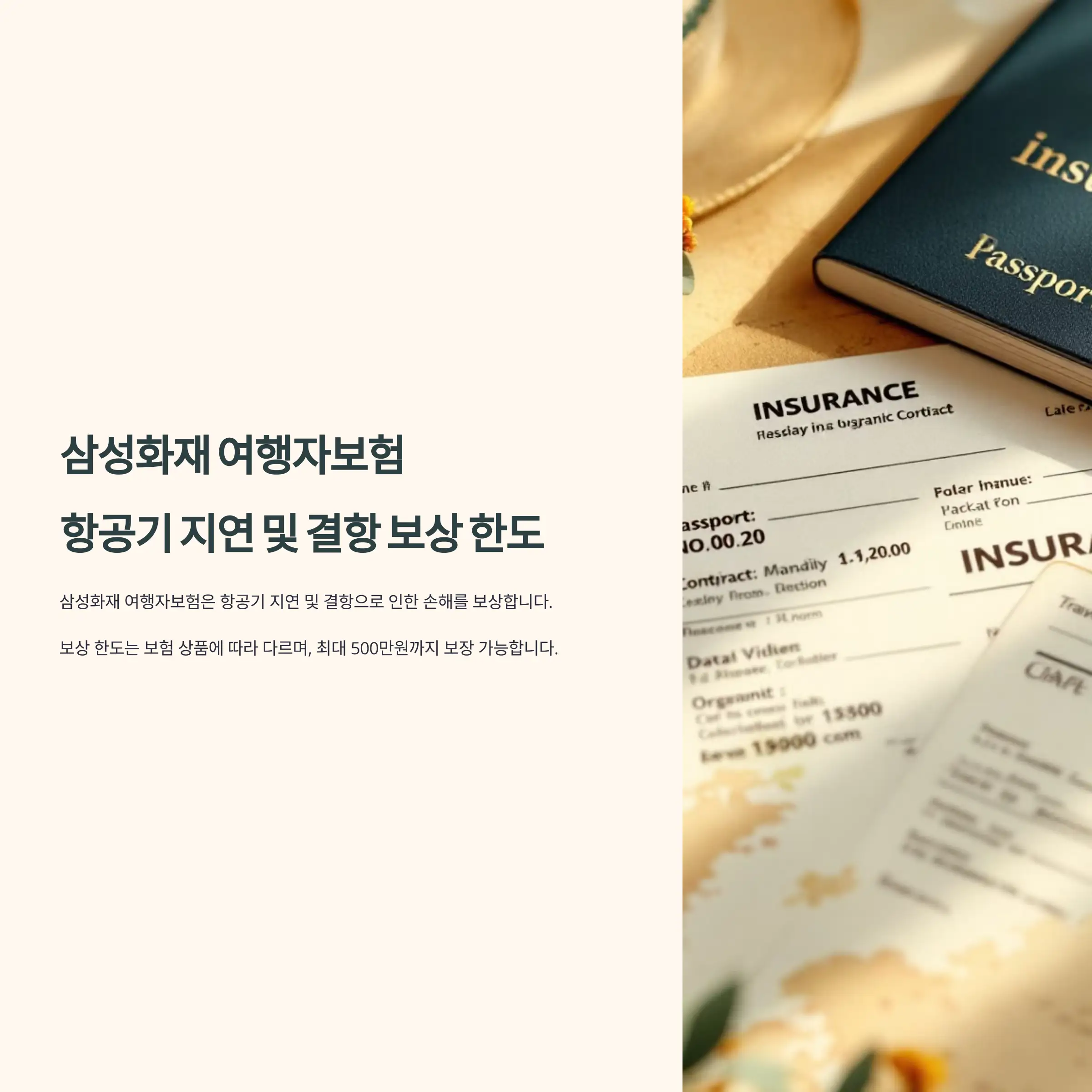 삼성화재 여행자보험 항공기 지연 및 결항 보상 한도