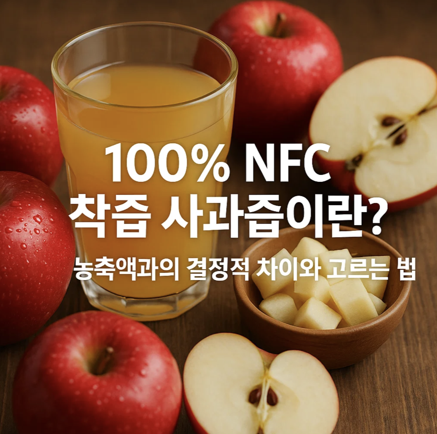 100% NFC 착즙 사과즙이란? 농축액과의 결정적 차이와 고르는 법