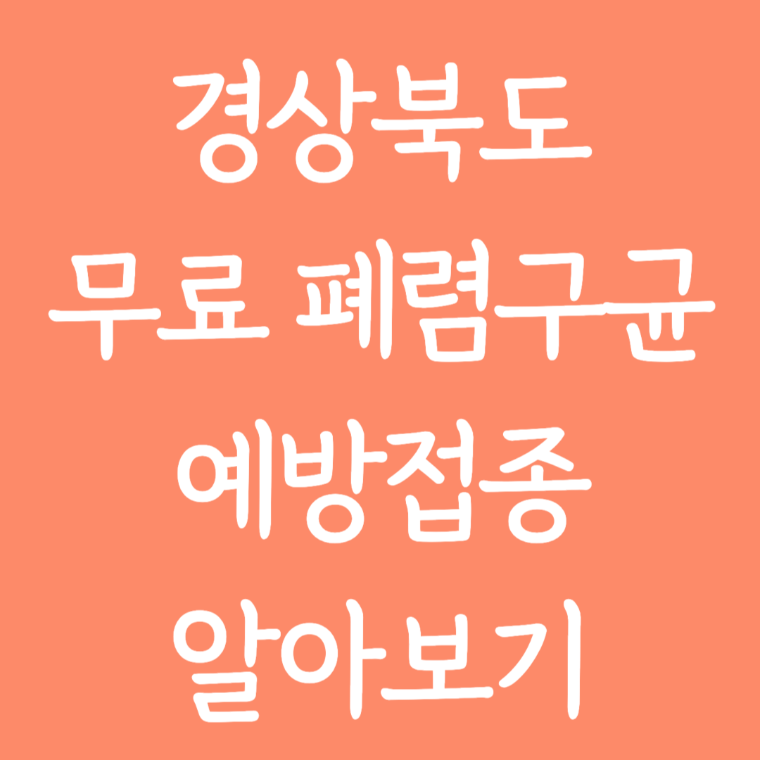 경상북도 무료 폐렴구균 예방접종 알아보기