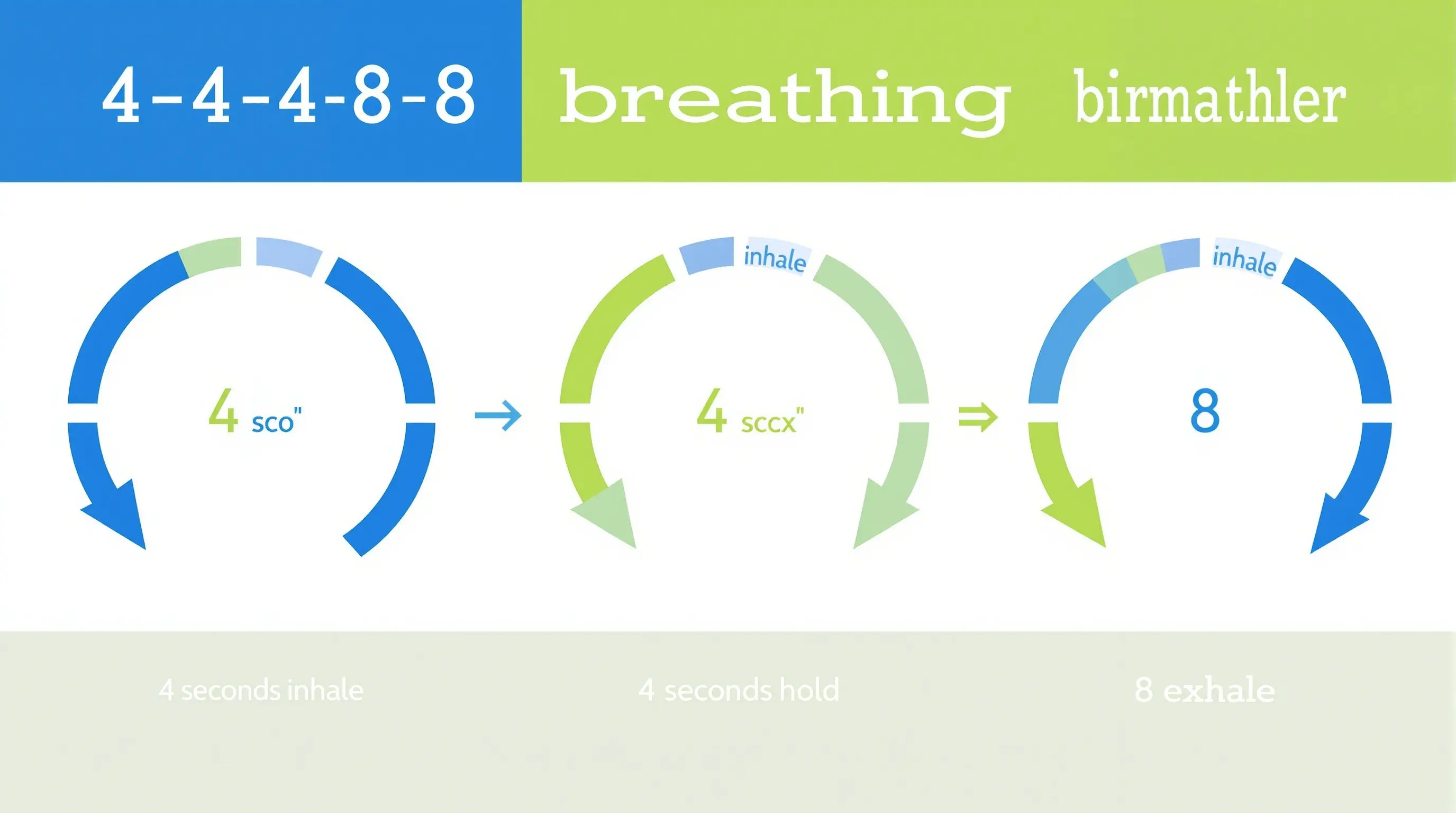 4초 들숨, 4초 멈춤, 8초 날숨 패턴을 설명하는 간단한 호흡법 인포그래픽