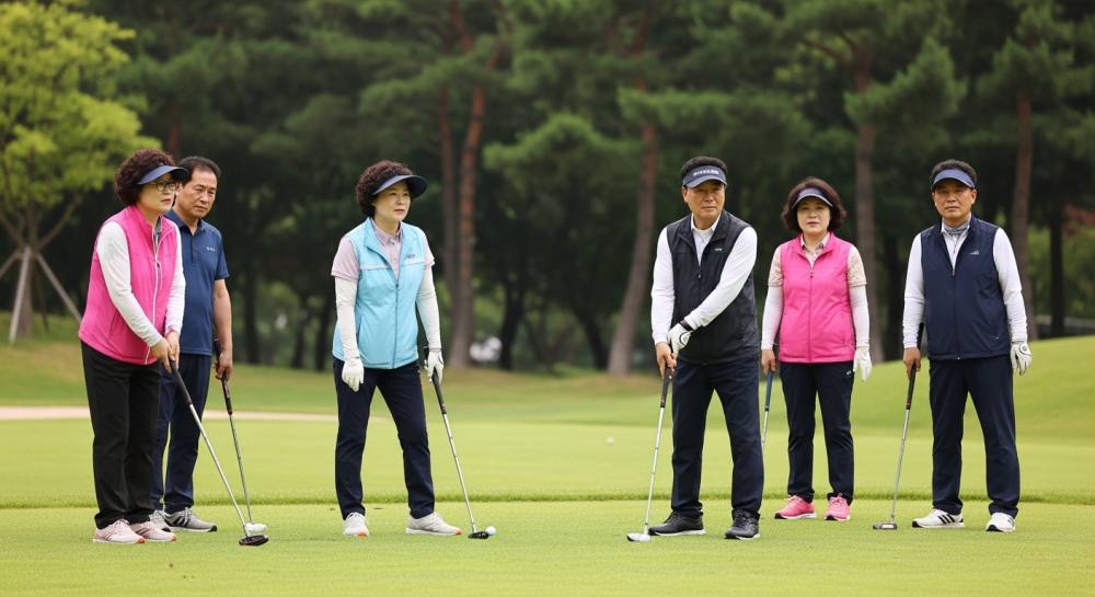 파크골프 즐기는 중장년층 사진