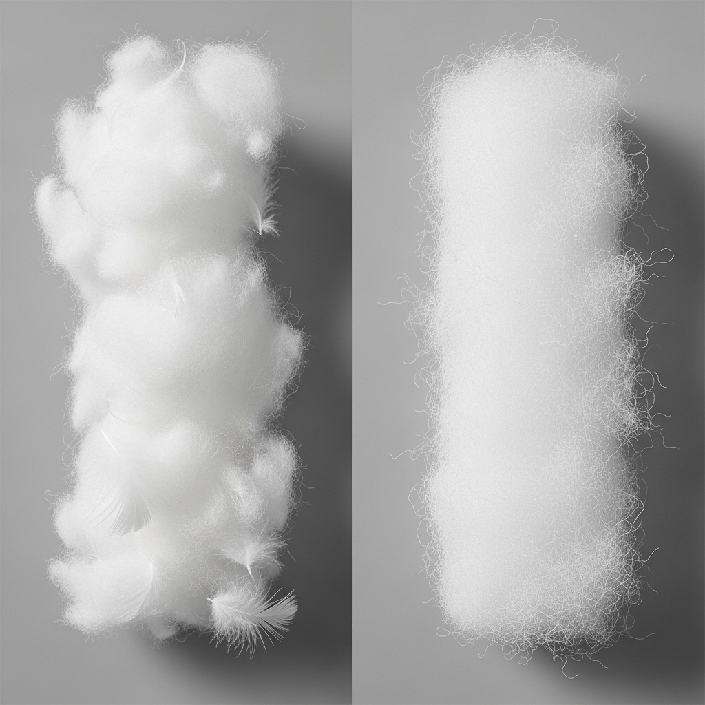 다운 신소재 충전재 비교 확대