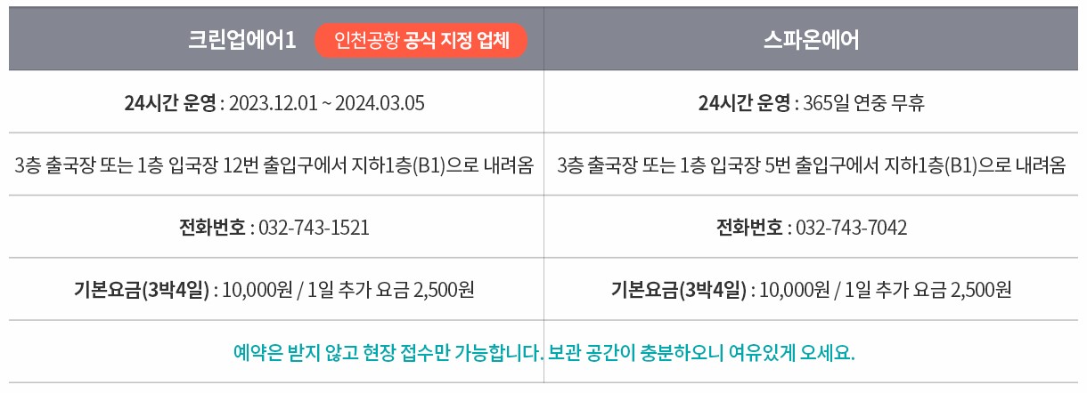 인천공항 외투보관 서비스