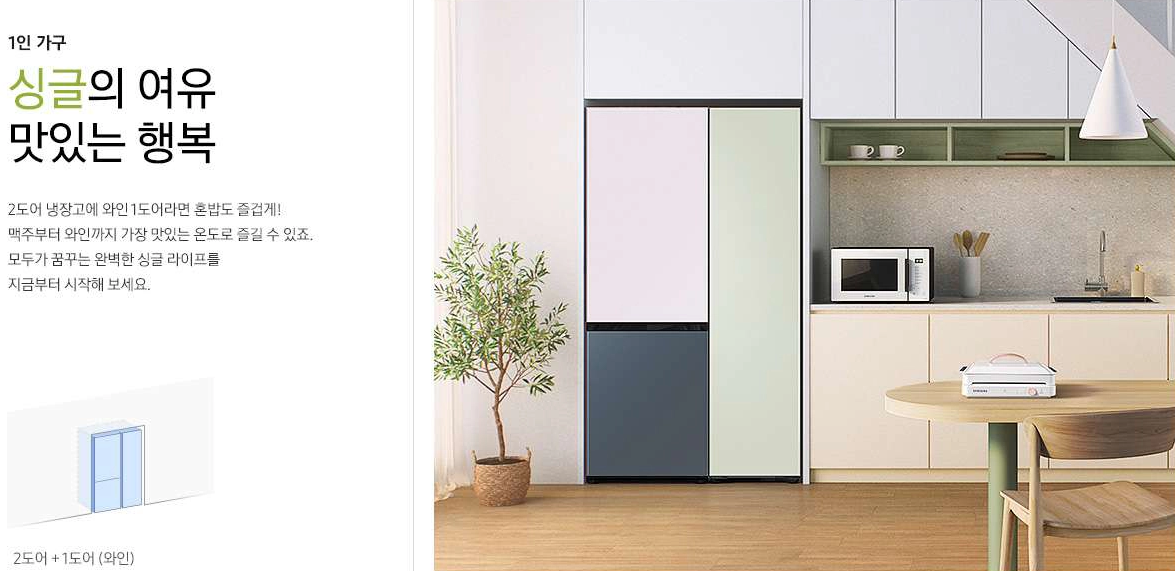 1인 가구 : 2도어+1도어 (와인)