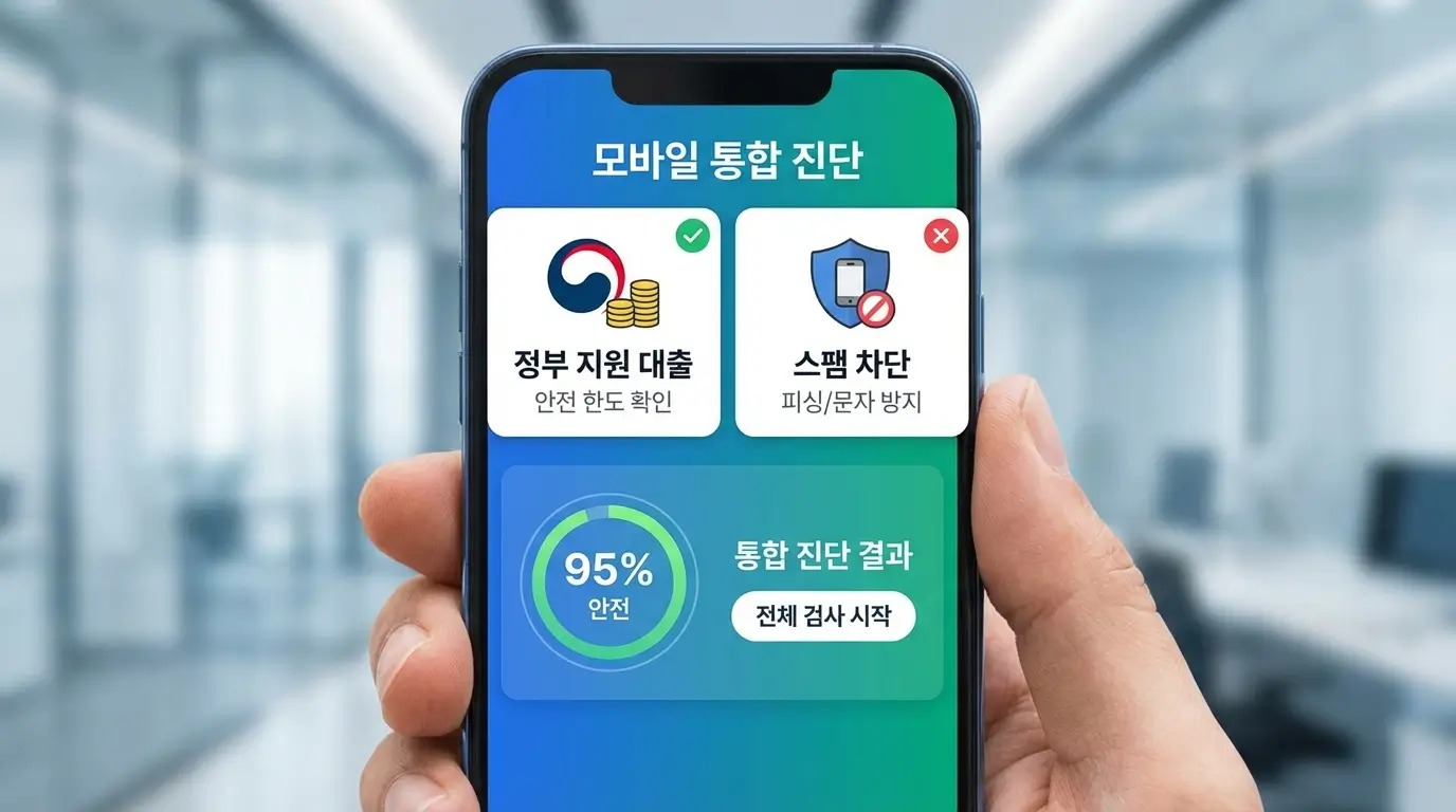 모바일 통합 진단 앱 정부 지원 대출 안전 한도 확인 및 스팸 차단